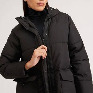New Everlane The Renew Puffer Jacket Coat Flap Pockets Quilted Jacket XXS Black